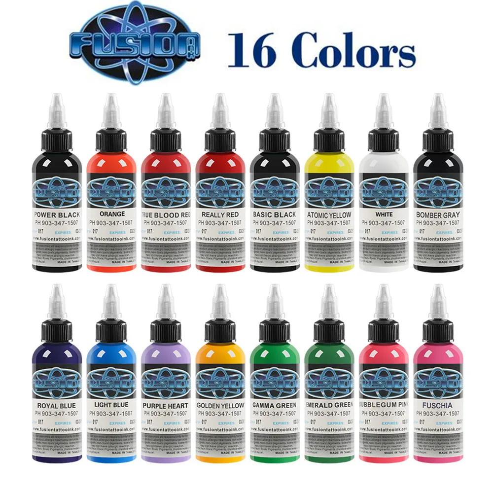 

16 Pcs Tattoo Ink Set 1oz Pigment Kit for Tatoo Permanent Makeup Ink for Body Painting Tattoo & Body Art Pigment