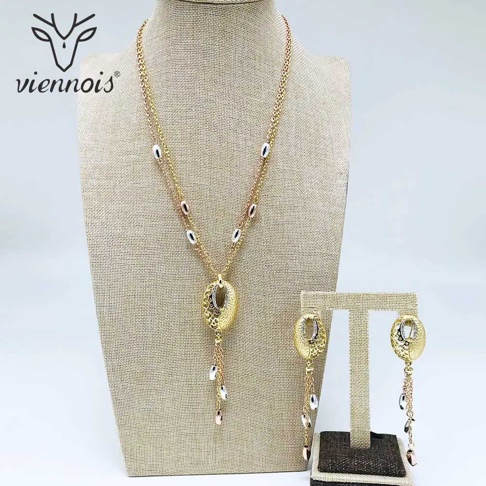 

Viennois New Gold/ Mix Rose Gold Color Drop Earrings Jewelry Set for Women Female Party Jewelry Sets 2019