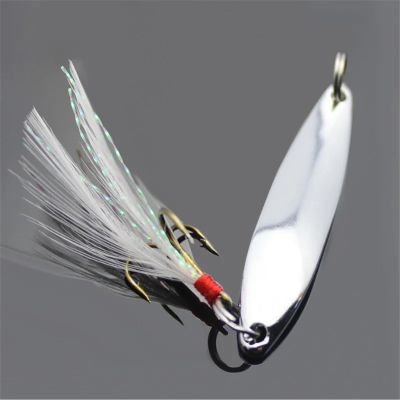 1Pcs 5g/7g/10g/13g/18g/21g Metal Fishing Lure Spoon Sequins Spinner with Feather Hard Bait For Sea lake lure Tool Wobblers