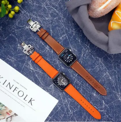 Ремешок из натуральной кожи для Apple Watch, серия 4, браслет, ремешок для часов Apple Watch, ремешок серии 1, 2, 3, iWatch herm, ремни