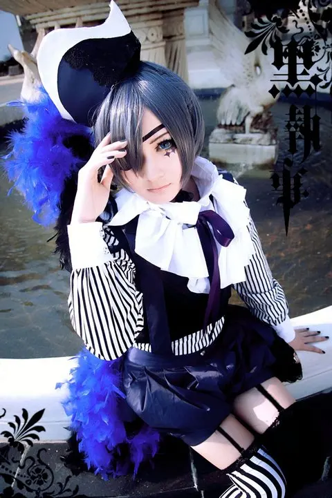 

Anime Kuroshitsuji Black Butler Book of Circus Cosplay Ciel Phantomhive Cosplay Costume Full Set withe free sock