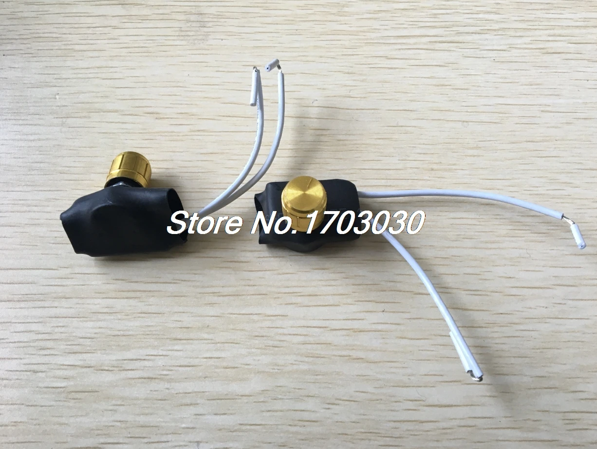 2pcs Black 2wires Gold Tone Rotary Knob Dimmer Switch Ac220v 3a