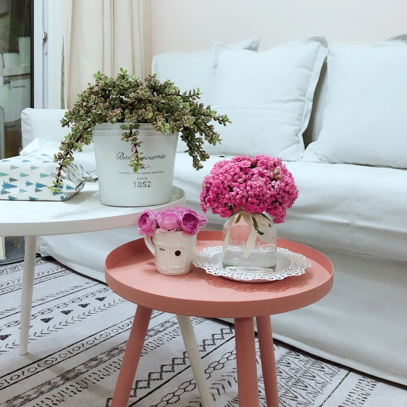 Nordic wrought iron small coffee table modern minimalist corner living room side table several balcony tray table bed round tabl