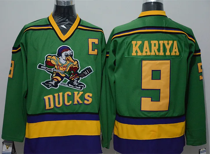 Hockey Jersey Mighty Ducks Movie Jerseys 9 Kariya Stitched Jerseys