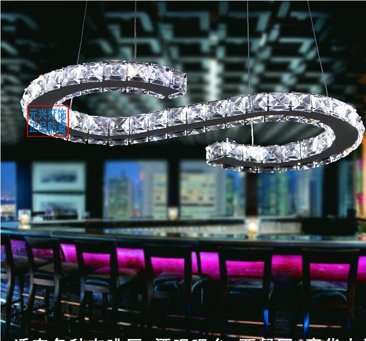 

New Design S Type LED modern crystal chandelier lighting large size L570mm*H260mm 3 years warranty luxury pendant Free shipping