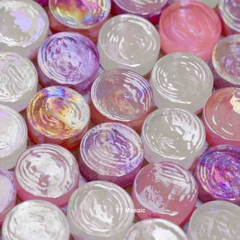 

Glazed mixed Pink Round crystal glass mosaic tiles YY-217 backsplash kitchen wall tile sticker bathroom floor tile Home Decor