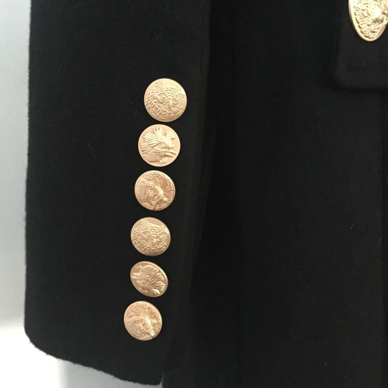 Nouveau Hiver Haute Col Tête Dames Piste Photo Mode De 2018 Longue Laine Section Marée Qualité Boucle Tailleur Animal Color Manteau Métal En Mince 5EwqqngAUx