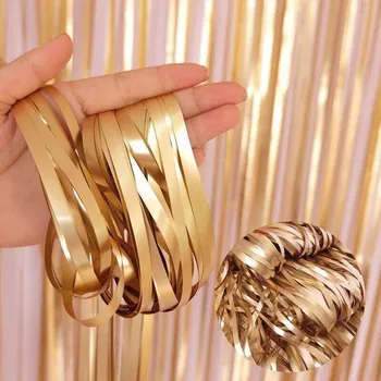 

100pcs Matte Gold Sliver Metallic Foil Fringe Shiny Rain Curtain Decor Wedding Decor Photography Background Supplies