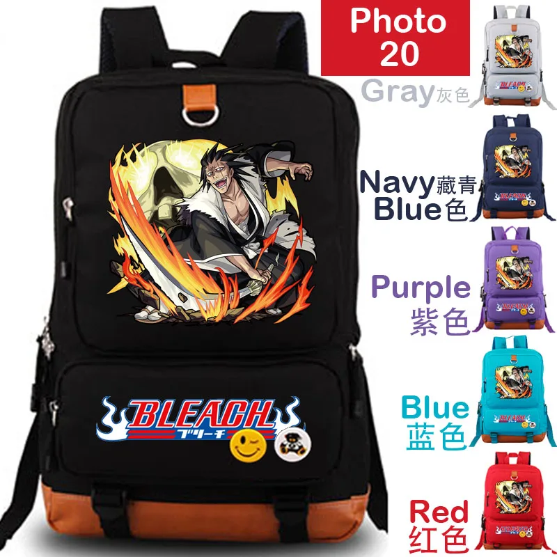 20 Bleach школьные сумки для мальчиков-подростков школьный рюкзак с рисунком сумки для хранения ноутбука Canvasl рюкзаки для путешествий оптом - Цвет: 20