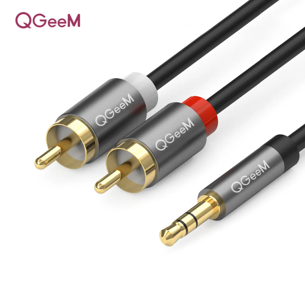 QGeeM RCA Cable 2RCA to 3.5 Audio Cable RCA 3.5mm Jack RCA AUX Cable