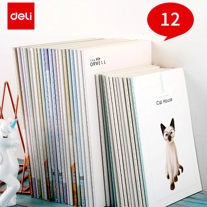 12 шт./лот Deli A5(210x148 мм) B5(250x175 мм) сшитая книжка Тетрадь написание книги мультфильм обложка книги студенческие дети Тетрадь s