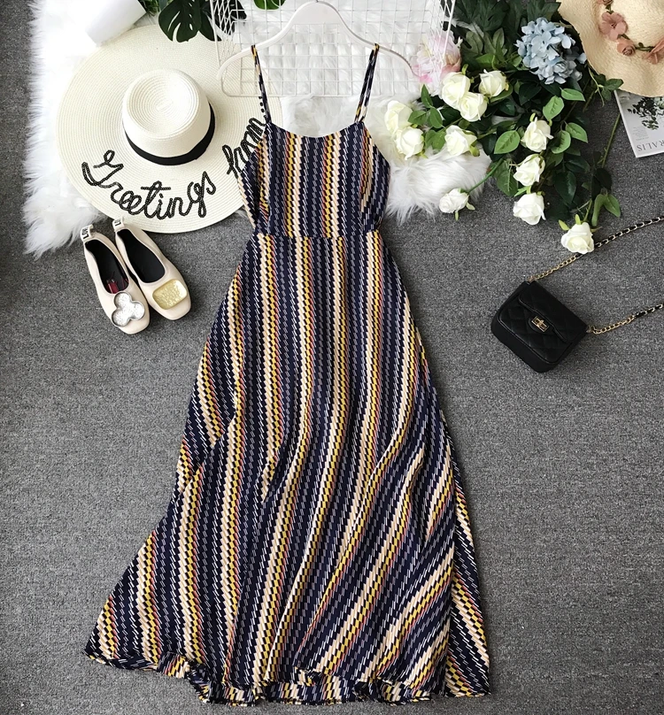 

Bohemia, Hainan, Sanya, Phuket Island Beach Skirt Female Summer Seaside Vacation Skirt Thai Hanging Chiffon Dress