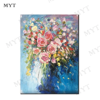 

MYT Unframed Frameless Picture Vintage Flower 100% Handpainted Europe Hand Painted Oil Painting On Canvas Acrylic Paint Flowers