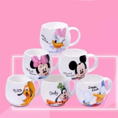 

300-400ml Cartoon Mugs Cup Micky Minnie Ceramic Cups Milk Creative Couples Handle Coffee Mug Kids Donald Duck Water Cup Gift