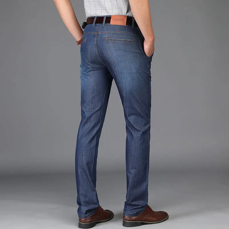 Summer JEEP Brand Cotton Smart Casual Jeans Elastic Men's Casual Full Length Retro Simple Jeans Cotton Pants Fashion Trousers 44 (31)