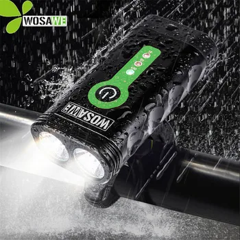 

WOSAWE Built-in Battery 5 Mode Bike Lights USB Rechargeable 2400 Lumen Handlebar Front Headlight LED Cycling Bicycle Flashlight