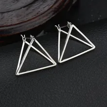 Новые большие треугольные серьги с подвеской, Преувеличенные геометрические массивные серьги для женщин, золотые серебряные модные ювелирные изделия, подарок на день рождения