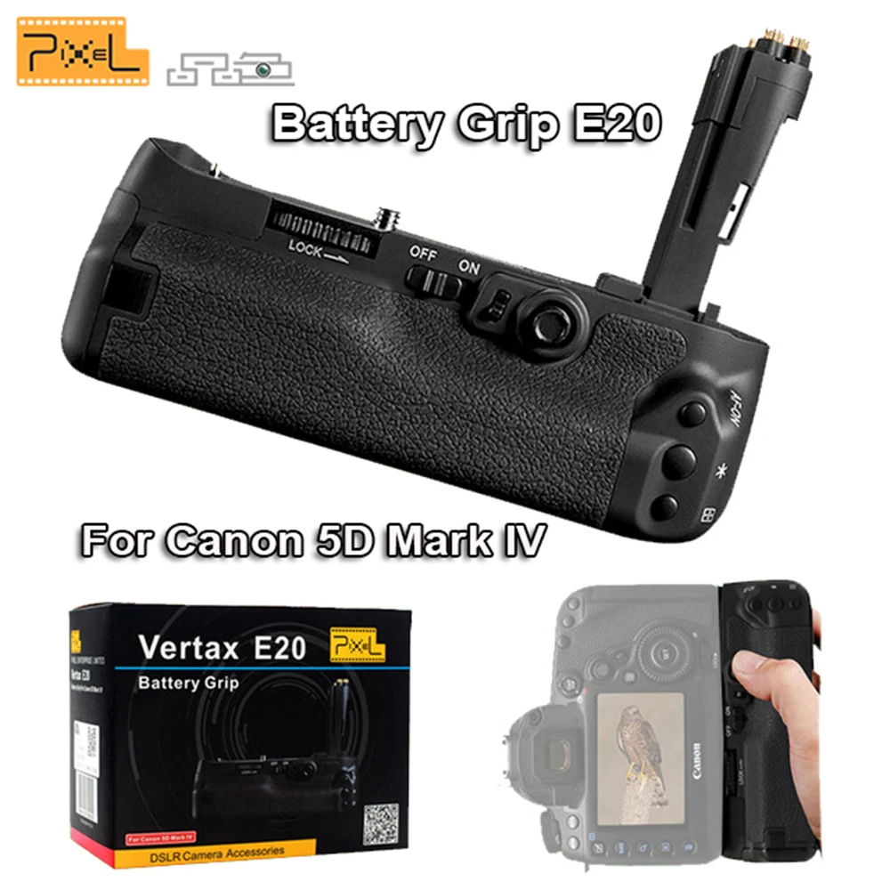 

Pixel Vertax E20 Battery Grip Holder Compatible for LP-E6 LP-E6N Battery for Canon 5D Mark IV 5D MarkIV Replacement for BG-E20