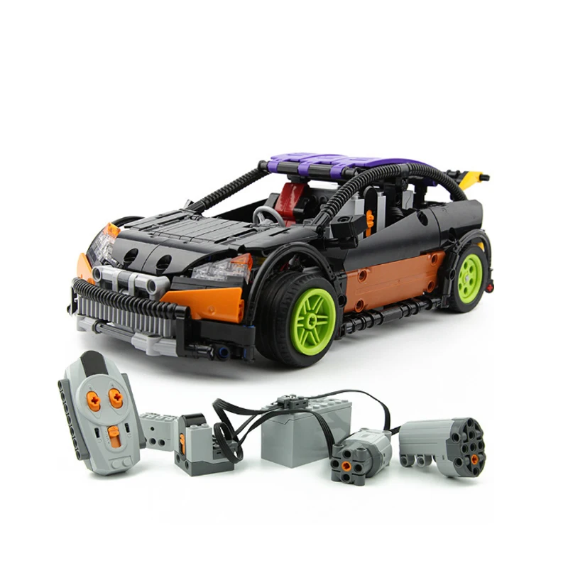 

Building block car Technic RC TRACKED RACER Functions Servo Motor Polarity Switch IR Speed Remote Control Receiver Battery Box