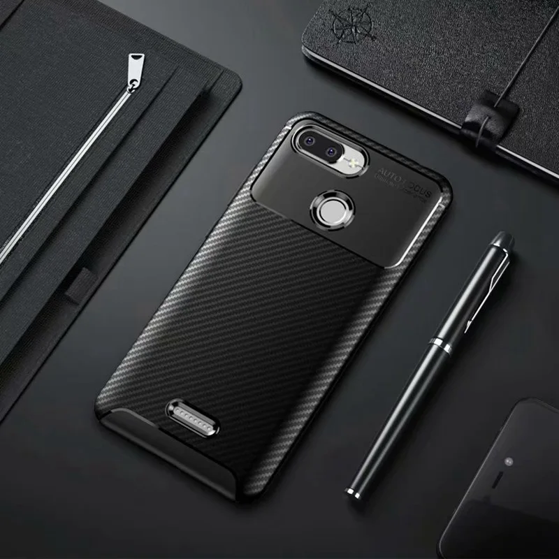 cheap NUOCDE Fashion Shockproof Case For Xiaomi Redmi 6 Carbon Fiber Texture Back Cover For Xiaomi Redmi 6A Soft Silicone TPU Case