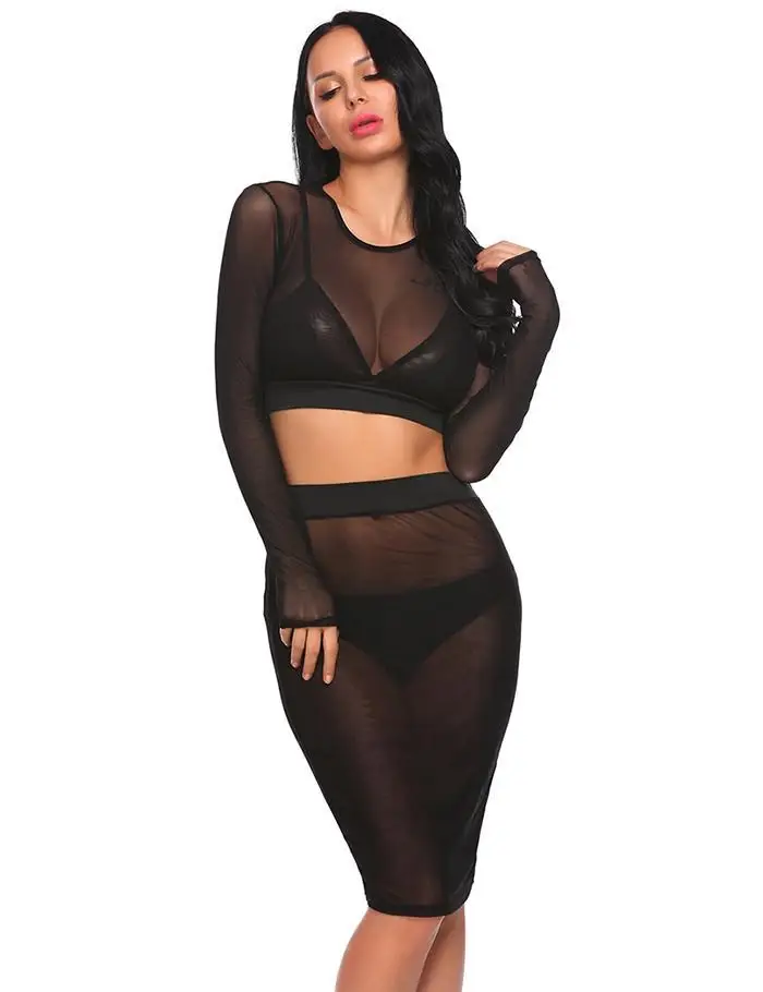 Elover белье пикантная обувь Эротика Сексуальная Mesh See Through Для женщин короткая блузка эластичный пояс юбки прикрыть сексуальный костюм