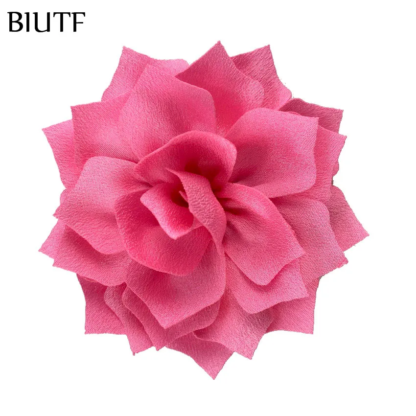11-pink 10 шт./лот 3,2 ''Ткань Цветы Ткань Цветок лотоса Дети Женщины DIY волосы цветок вечерние украшения FH52 - Цвет: 11-pink