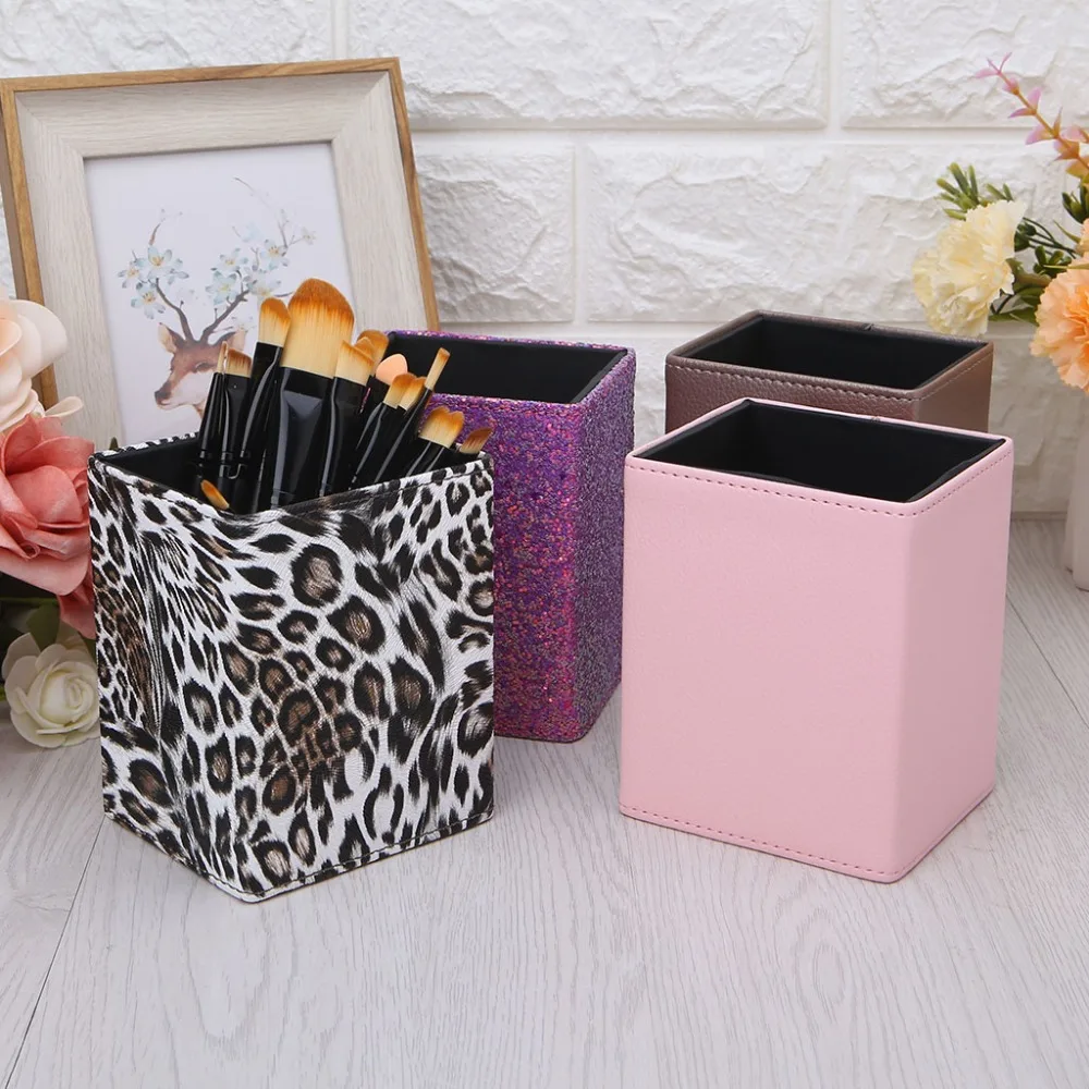 

FSHALL Women Makeup Cosmetic Cup Case Brush Pen Holder Empty Storage Box Organizer