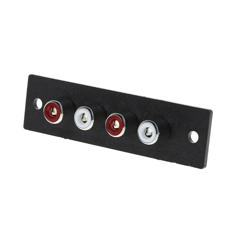 

4 Way RCA Terminal Wall Panel Plate Input Phono Chassis Female Socket Audio Connector