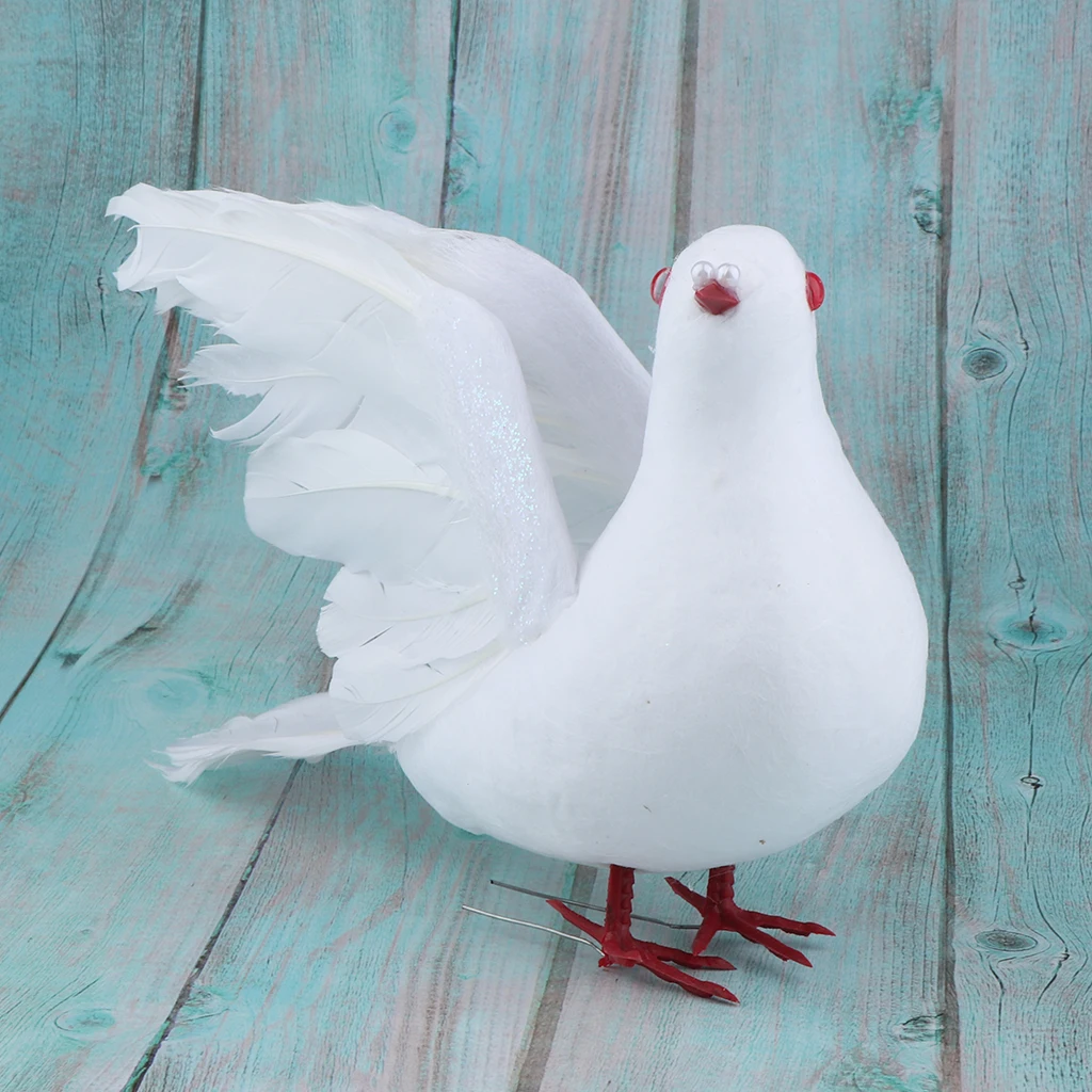 Artificial Foam Feather White Doves Birds Arts Craft Home Wedding Decoration Garden Ornament Statues