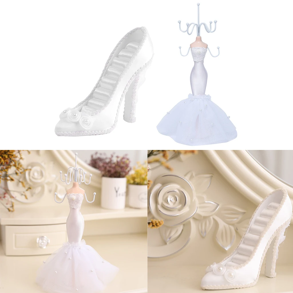 Mannequin Jewelry Display Hanging Holder + High Heels Jewelry Stand Rack Set for Necklace Earrings Rings Bracelets Display