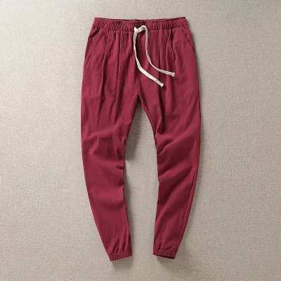 Мужские брюки размера плюс 8XL, одноцветные Мешковатые Свободные эластичные штаны, хлопковые спортивные штаны, повседневные штаны, брюки большого размера плюс 5XL 6XL 7XL - Цвет: 18 Red