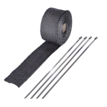 

Exhaust Pipe Header Heat Fiberglass Wrap 2''X0.06''X5m Resistant Downpipe Car Motorcycle 4 Stainless Ties Thermostability Fit