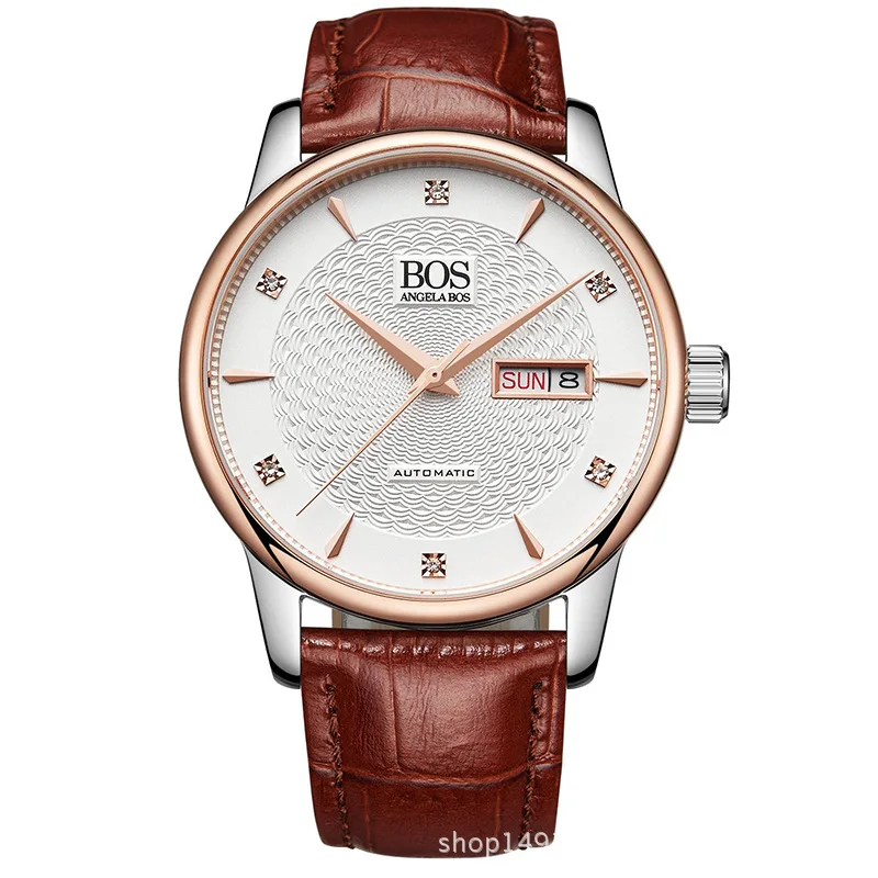 

reloj hombres Men's Automatic Mechanical Watch Famous Brand Business Watches Men Luxury Calendar Luminous Leather Wristwatches