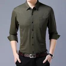 Новое поступление весенние мужские однотонные повседневные тонкие рубашки мужские классические повседневные топы с длинными рукавами рубашки одежда XDM8908