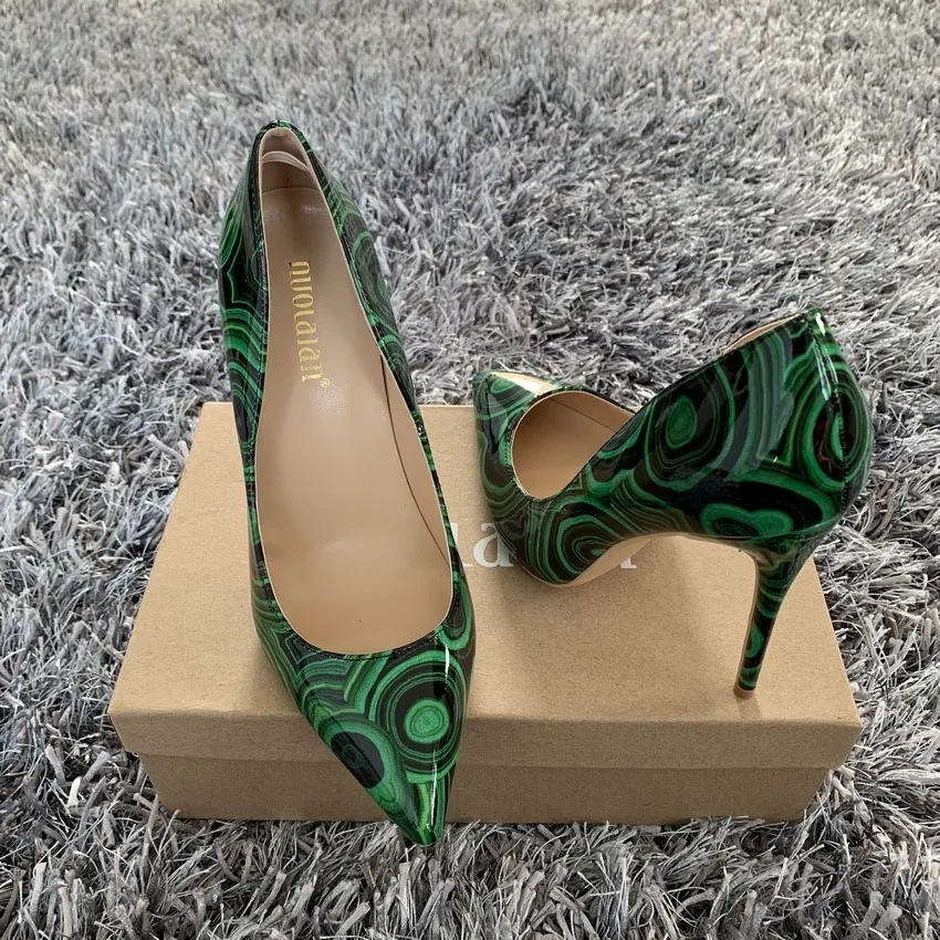 Женские туфли-лодочки; Цвет зеленый; лакированная кожа; очень высокий каблук; пикантные женские туфли-лодочки с острым носком на шпильке; женская обувь для вечеринок на каблуке без застежки