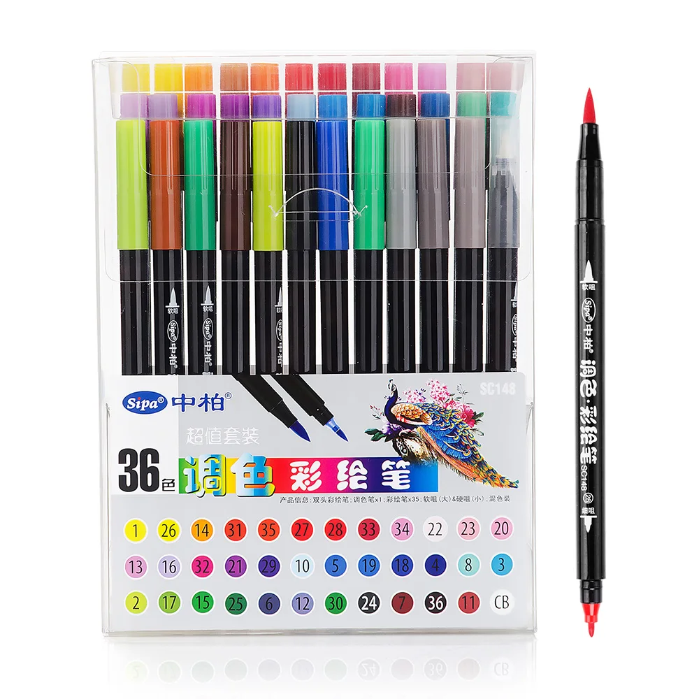 Sipa 36 Piece Pena Cat Air Sikat Grafis Menggambar Seni Dual Tips