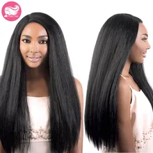7A Brazilian Virgin Hair Kinky Straight Glueless Full Lace Human Hair Wig For Black Women Italian Yaki Human Hair Lace Front Wig