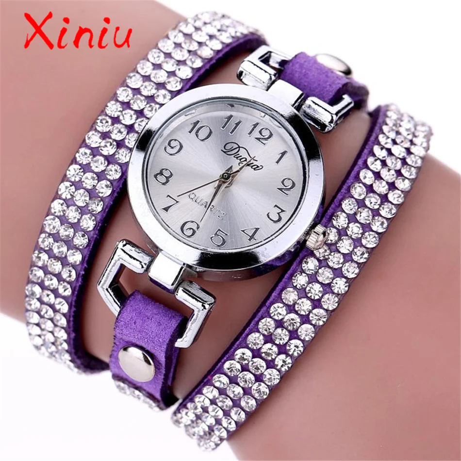 

Zegarek Damski Bracelet Crystal Rhinestone Fashion Leather Wrist Watch Women 2018 New Ladies Watch Jam Tangan Wanita Bayan Saat