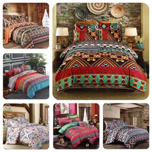 Bomcom Boho Stripe juego de cama étnico Vintage Hipster azteca Pastoral estilo rural bohemio edredón conjunto 100% microfibra