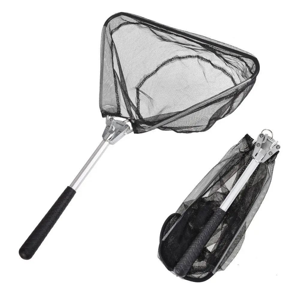 

50cm Mini Triangular Fishing Net Aluminum Alloy Telescoping Foldable Landing Net Retractable Pole Folding Fishing Net Tackle