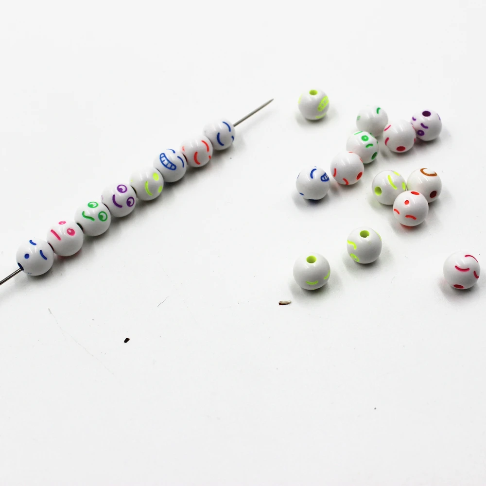 

8mm DIY MIX color Cute Smiling beads expression beads Jewelry accessories 100 pcs yiwu beads wholesale