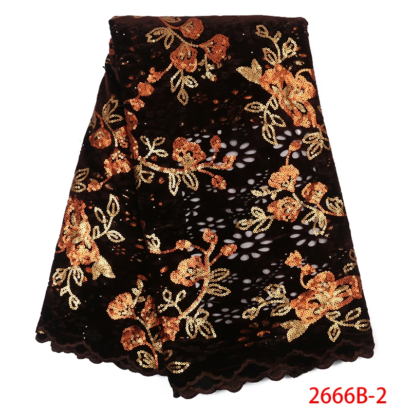 Высококачественная кружевная ткань в нигерийском стиле, Тюлевая кружевная ткань, бархатная ткань, кружево с камнями, 5 ярдов для женского платья, KS2666B-3
