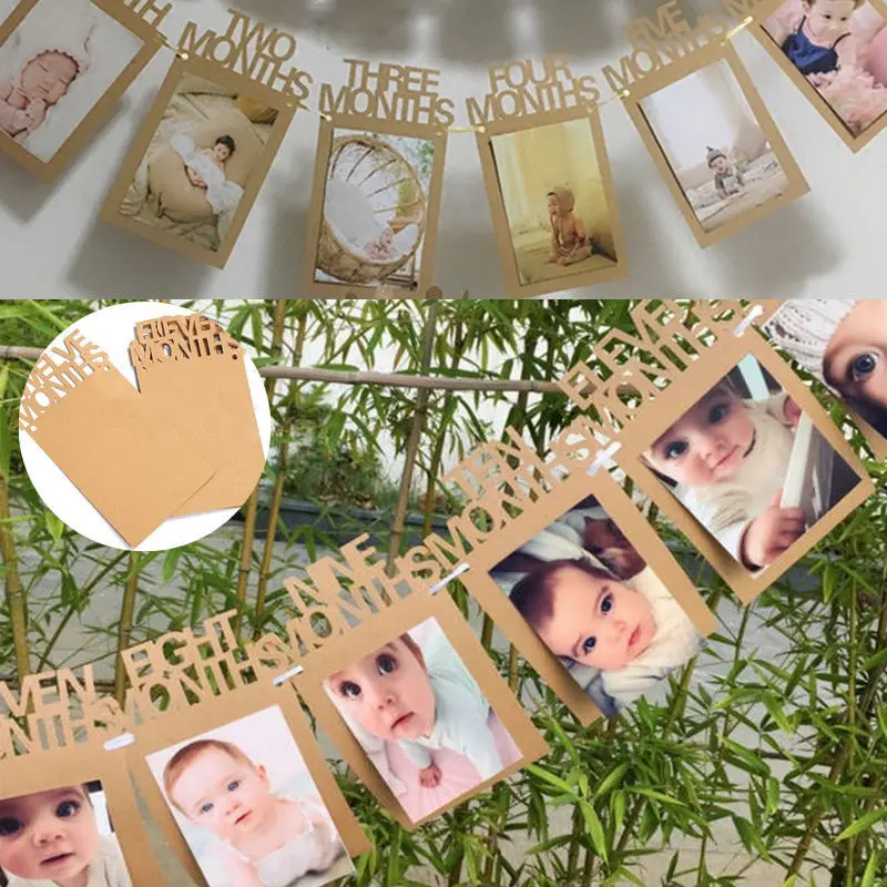 

Creative 1st Birthday 12 Months Bunting Garland Photo Banner Baby Birthday Party Decor flowers photo props Decorative events