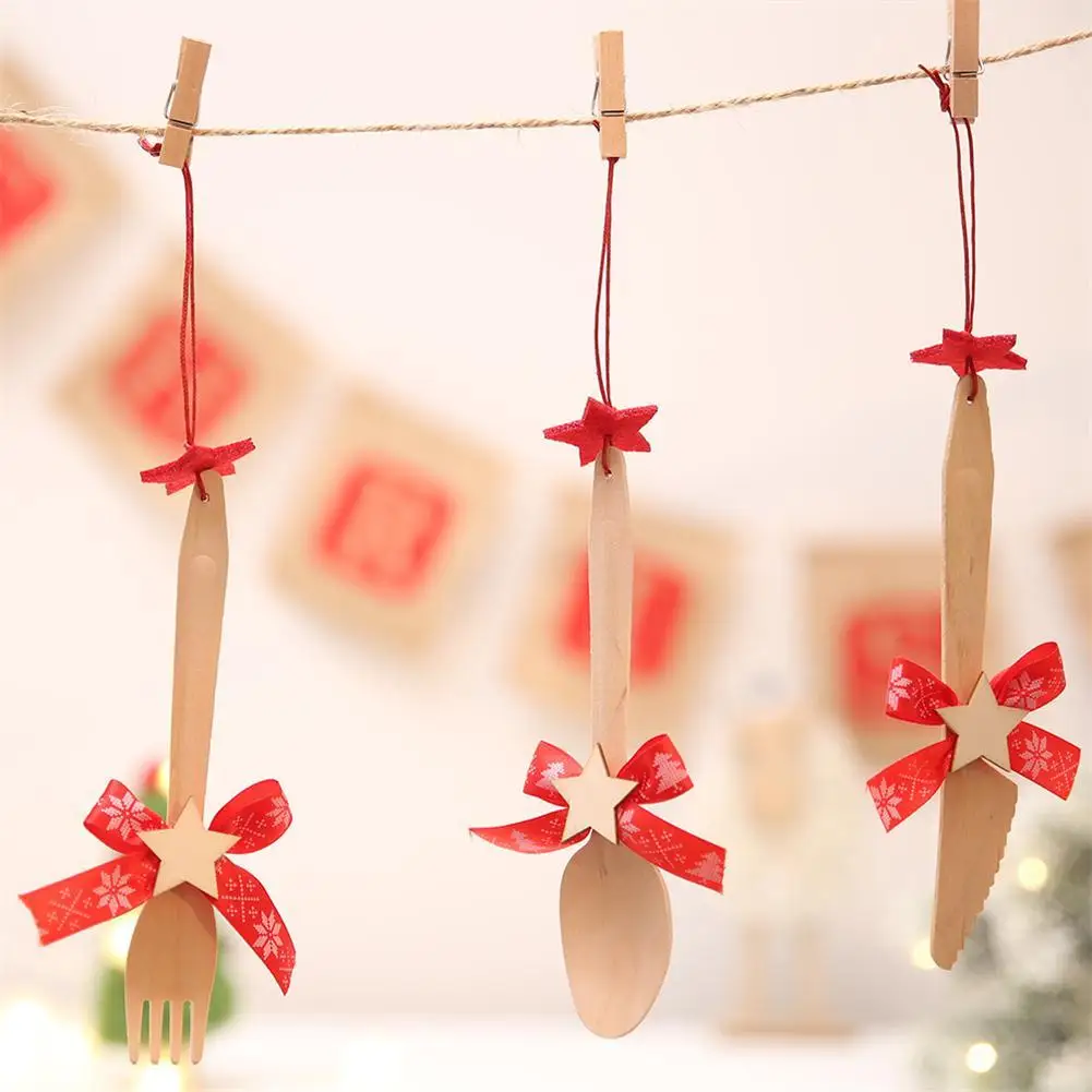 2018 Wooden Cutlery Pendant Christmas Tree Decoration Home Gifts Wedding | Дом и сад