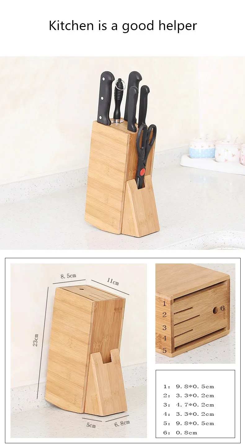 FEIGO 1 шт., Бамбуковая стойка для ножей, Многофункциональные отверстия, креативная стойка для хранения, инструмент, деревянная подставка для ножей, принадлежности для кухонных ножей, держатель F487