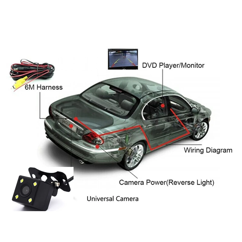 WETOWE H1 Car Rear View Camera Universal Wide Angle HDBackup Parking Camera 4 LED Night Vision Waterproof Color Image