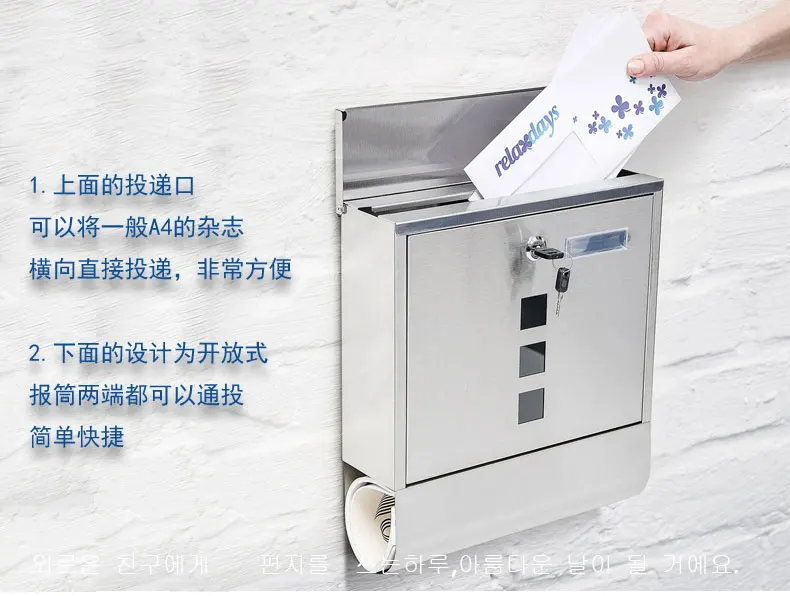 Нержавеющий стальной почтовый ящик наружная стена с замком отчет коробка открытый из нержавеющей стали водонепроницаемый почтовый ящик для предложений
