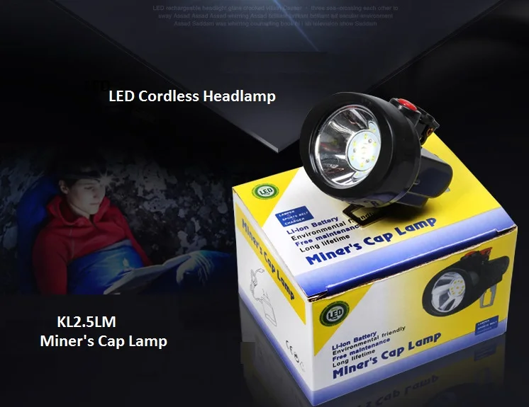 

(20pcs/lot) Miner Headlamp Led Cordless Mining Lamp KL2.5LM with Charger