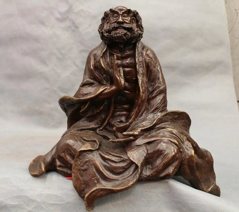 

SD 14'' China Buddhism Founder Bodhidharma Buddha Bronze Statue