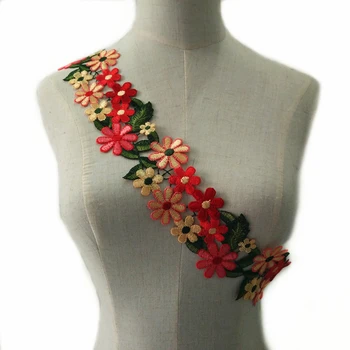 

1 yard 7cm Craft Collar Rose Flower Lace Trim Venise Floral Embroidered Applique Trim Decorated Lace Neckline Collar Sewing